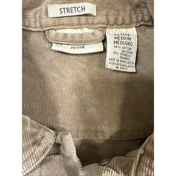 JACKET Women MEDIUM Tan Corduroy L/S METAL Button Up Trucker TAILORED WAIST - Picture 4 of 9